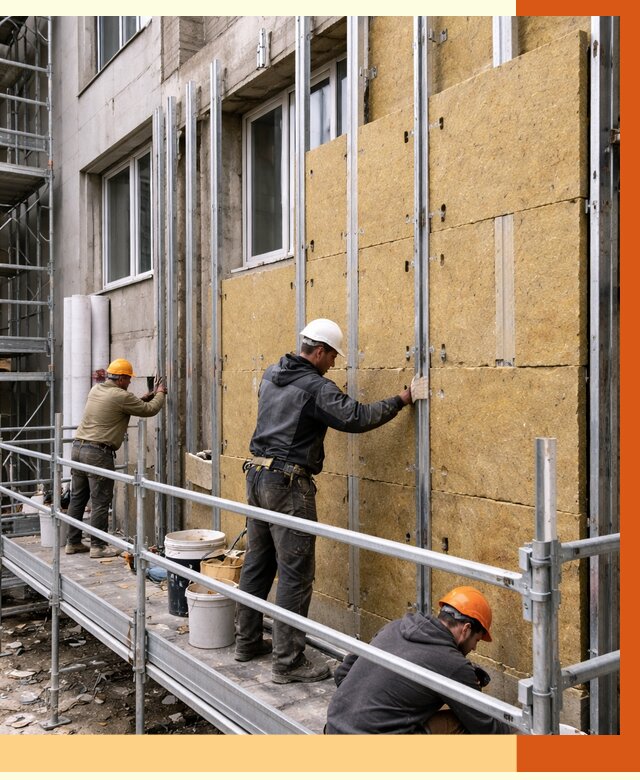 Утепление вентилируемого фасада в Топках от 5674 руб/м2 — монтаж и утепление вентфасад | ТепломастерТпк